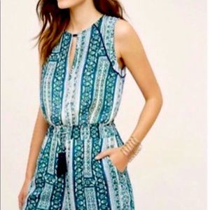 Anthropologie Rowan Romper Boho Blue Sz Small